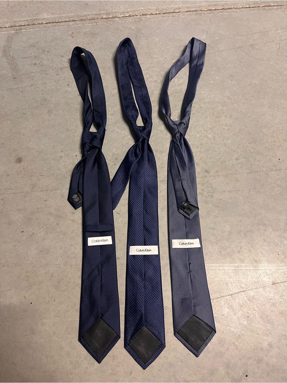 Calvin Klein Men's Dark Navy Solid and Textured Tie Trio